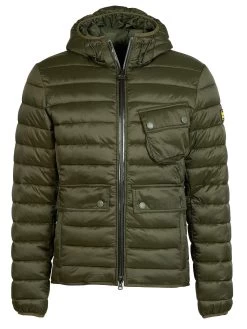Barbour International Ouston Hooded Quilted Coat - Khaki -Fashion store P3MK4 SQ4 0000000068 OLIVE MDd
