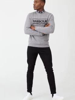 Barbour International Large Logo Sweatshirt - Grey Marl -Fashion store PLRRV SQ3 0000000005 GREY MDo
