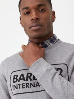 Barbour International Large Logo Sweatshirt - Grey Marl -Fashion store PLRRV SQ4 0000000005 GREY MDd
