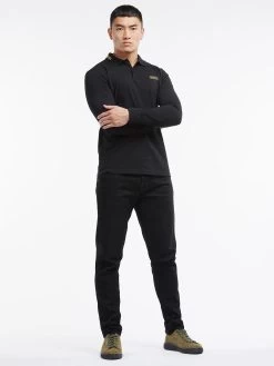 Barbour International Legacy Tipped Long Sleeve Polo Shirt - Black -Fashion store TPDH7 SQ3 0000000004 BLACK MDo