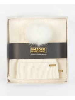 Barbour International Mallory Beanie & Scarf Gift Set -Fashion store UWJFD SQ5 0000000013 WHITE SLd2