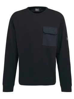 Barbour International Banks Arm Badge Crew Neck Sweatshirt - Black -Fashion store VHIKH SQ5 0000000004 BLACK MDd1