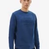 Barbour International Stamp Embossed Crew Neck Sweatshirt - Blue -Fashion store VHIKM SQ1 0000000020 BLUE MDf