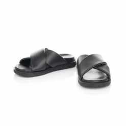 Barbour International Lorimer Leather Padded Crossover Slide - Black -Fashion store VHIL7 SQ0 0000000004 BLACK DVvP
