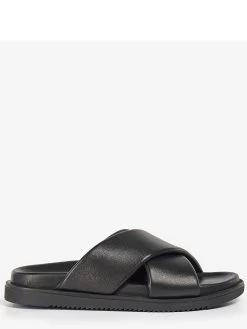 Barbour International Lorimer Leather Padded Crossover Slide - Black -Fashion store VHIL7 SQ4 0000000004 BLACK SLt