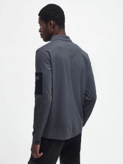 Barbour International Very Exclusive - Breaker Long Sleeve Zip Polo Shirt - Dark Grey -Fashion store VJGH7 SQ2 0000000070 DARK GREY MDb