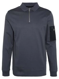 Barbour International Very Exclusive - Breaker Long Sleeve Zip Polo Shirt - Dark Grey -Fashion store VJGH7 SQ5 0000000070 DARK GREY MDd1