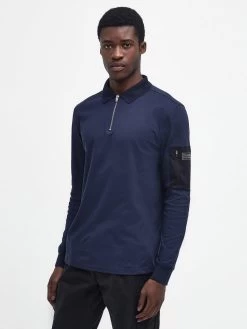 Barbour International Very Exclusive - Breaker Long Sleeve Zip Polo Shirt - Navy