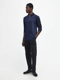Barbour International Very Exclusive - Breaker Long Sleeve Zip Polo Shirt - Navy -Fashion store VJGH9 SQ3 0000000048 NAVY MDo