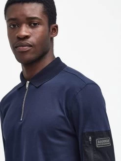 Barbour International Very Exclusive - Breaker Long Sleeve Zip Polo Shirt - Navy -Fashion store VJGH9 SQ4 0000000048 NAVY MDd