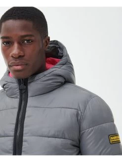Barbour International Bobber Hooded Padded Jacket - Grey -Fashion store VJGJI SQ4 0000000005 GREY MDd