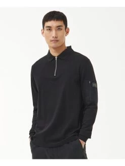 Barbour International Breaker Long Sleeve Zip Polo Shirt - Black
