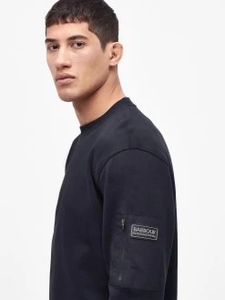 Barbour International Grip Patch Pocket Crew Sweatshirt - Black -Fashion store VJGKL SQ4 0000000004 BLACK MDd