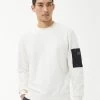 Barbour International Grip Patch Pocket Crew Sweatshirt - Cream -Fashion store VJGKM SQ1 0000000067 CREAM MDf