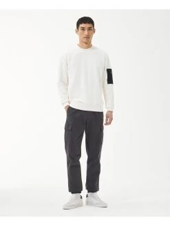 Barbour International Grip Patch Pocket Crew Sweatshirt - Cream -Fashion store VJGKM SQ3 0000000067 CREAM MDo