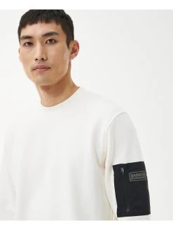 Barbour International Grip Patch Pocket Crew Sweatshirt - Cream -Fashion store VJGKM SQ4 0000000067 CREAM MDd