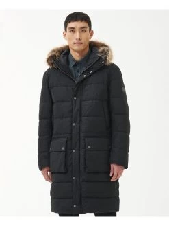 Barbour International Dowanside Wax Hooded Parka - Black