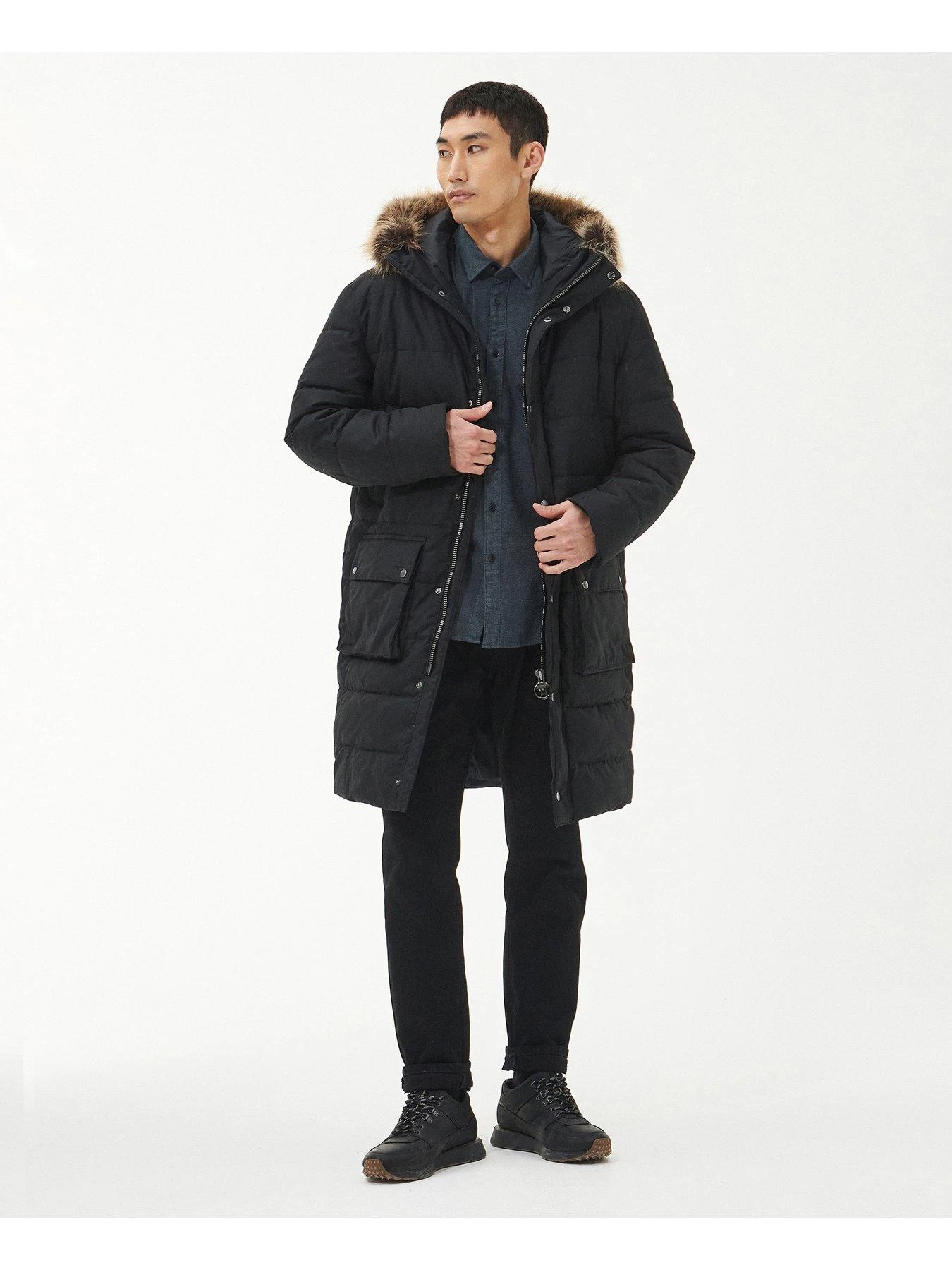 Barbour International Dowanside Wax Hooded Parka - Black 5 Barbour International Dowanside Wax Hooded Parka - Black - Image 3