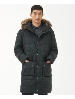 Barbour International Dowanside Wax Hooded Parka - Green