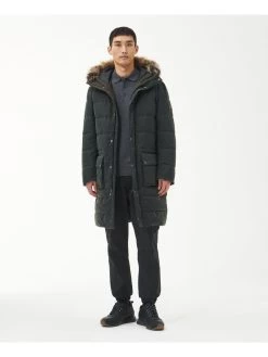 Barbour International Dowanside Wax Hooded Parka - Green -Fashion store VJGO4 SQ3 0000000047 GREEN MDo