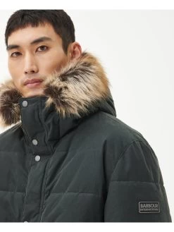 Barbour International Dowanside Wax Hooded Parka - Green -Fashion store VJGO4 SQ4 0000000047 GREEN MDd