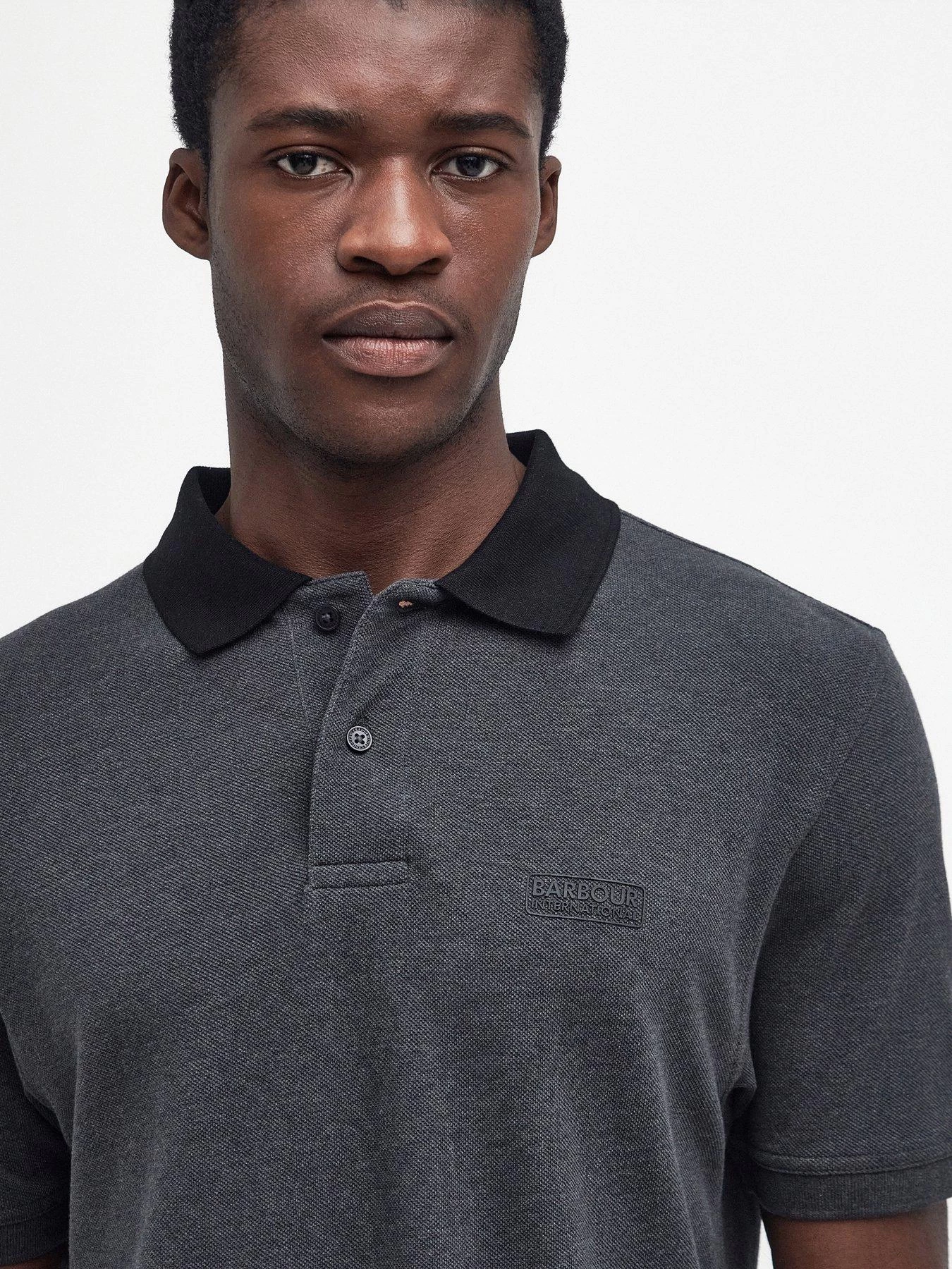 Barbour International Very Exclusive - Contrast Collar Polo Shirt - Dark Grey 6 Barbour International Very Exclusive - Contrast Collar Polo Shirt - Dark Grey - Image 4