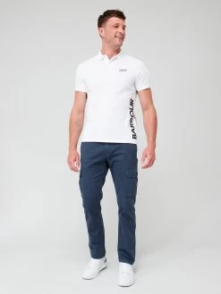 Barbour International Very Exclusive - Bold Logo Full Collar Polo Shirt - White -Fashion store VJKTD SQ3 0000000013 WHITE MDo