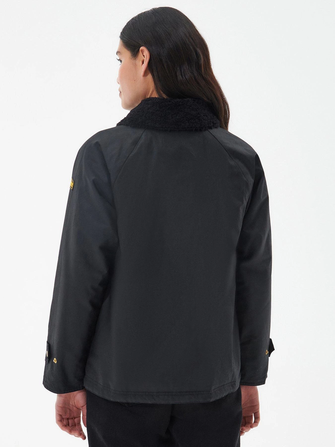 Barbour International Aprila Leopard Lined Wax Jacket - Black 4 Barbour International Aprila Leopard Lined Wax Jacket - Black - Image 2