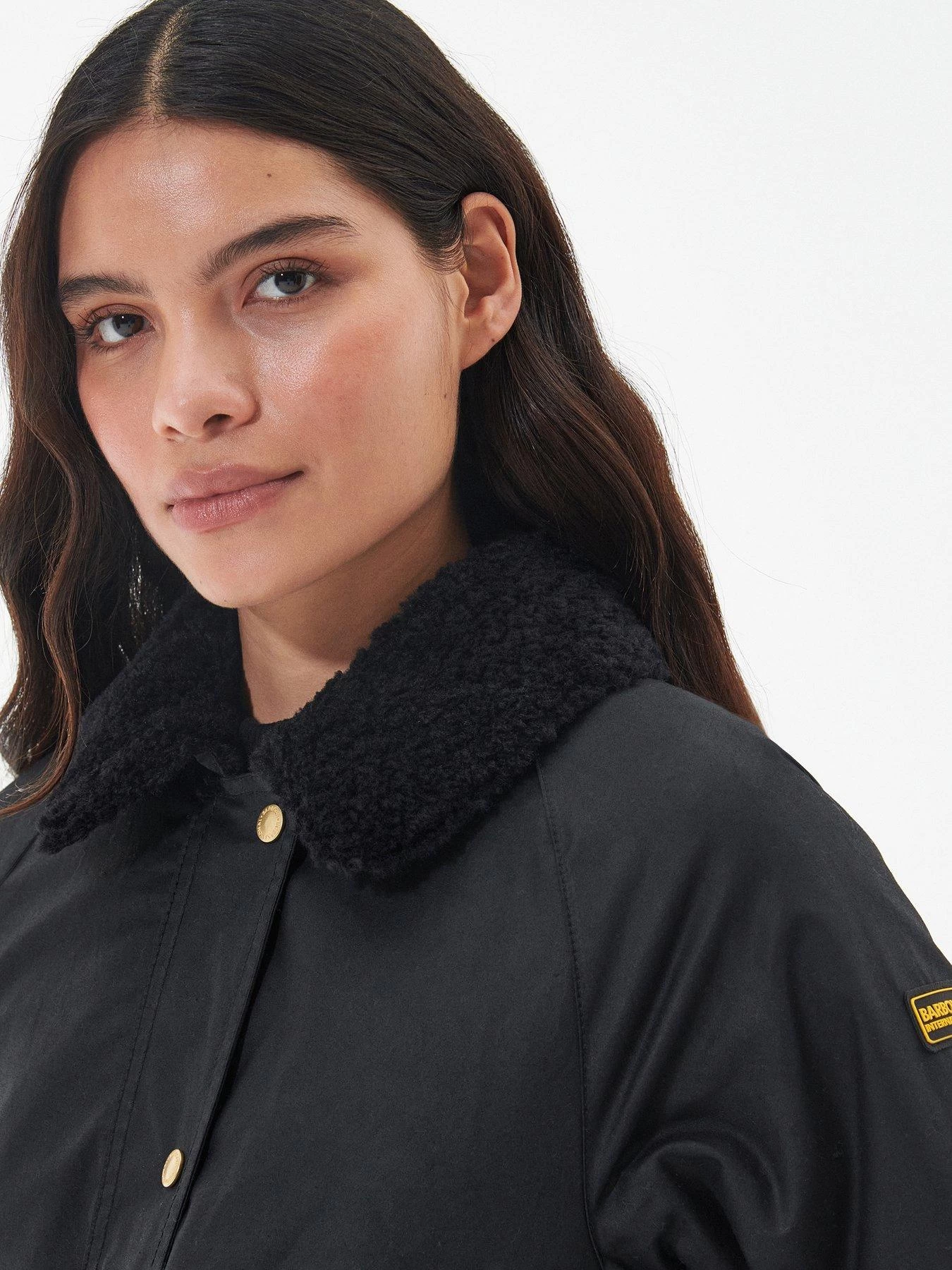 Barbour International Aprila Leopard Lined Wax Jacket - Black 6 Barbour International Aprila Leopard Lined Wax Jacket - Black - Image 4