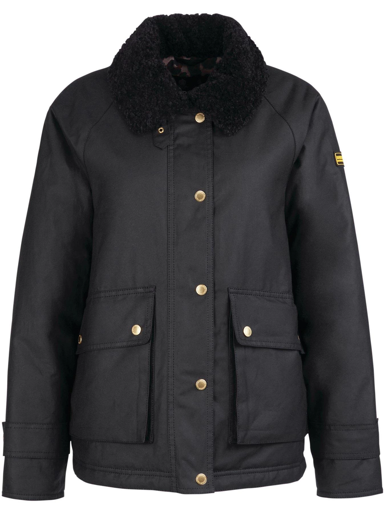 Barbour International Aprila Leopard Lined Wax Jacket - Black 8 Barbour International Aprila Leopard Lined Wax Jacket - Black - Image 6