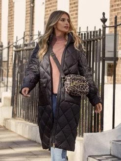 Barbour International Boulevard Quilted Longline Coat - Black