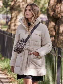 Barbour International Velocete Showerproof Padded Wrap Coat - Cream