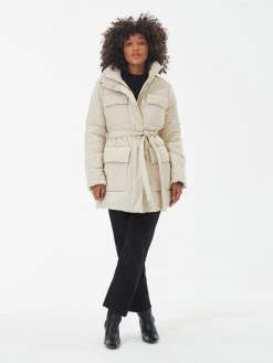 Barbour International Velocete Showerproof Padded Wrap Coat - Cream -Fashion store VL0O7 SQ4 0000000067 CREAM MDd