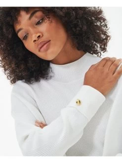 Barbour International Enfield Button Detail Knitted Jumper - Off White -Fashion store VL0P0 SQ4 0000000013 WHITE MDd