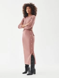 Barbour International Velocete Midi Knitted Skirt - Pink