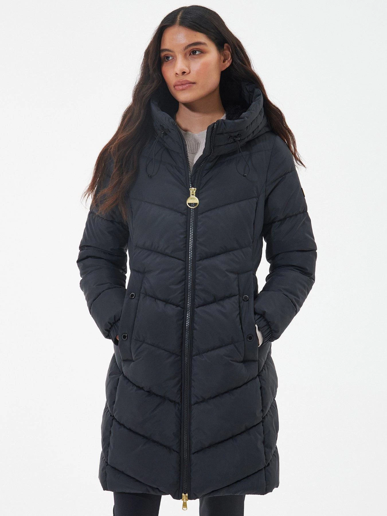 Barbour International Boston Longline Quilted Hooded Coat - Black 3 Barbour International Boston Longline Quilted Hooded Coat - Black