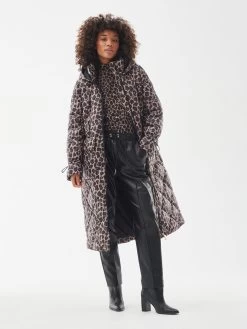 Barbour International Leopard Boulevard Quilted Longline Coat - Multi