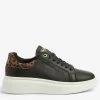 Barbour International Amanza Leopard Detail Leather Trainer - Black
