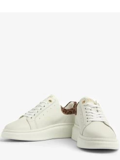 Barbour International Amanza Leopard Detail Leather Trainer - White -Fashion store VL25X SQ4 0000000013 WHITE SLt