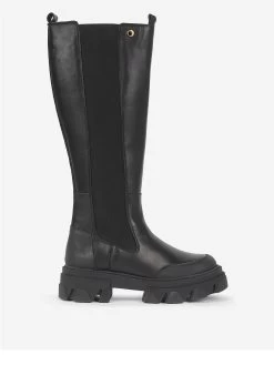 Barbour International Parson Knee High Chunky Leather Boot - Black