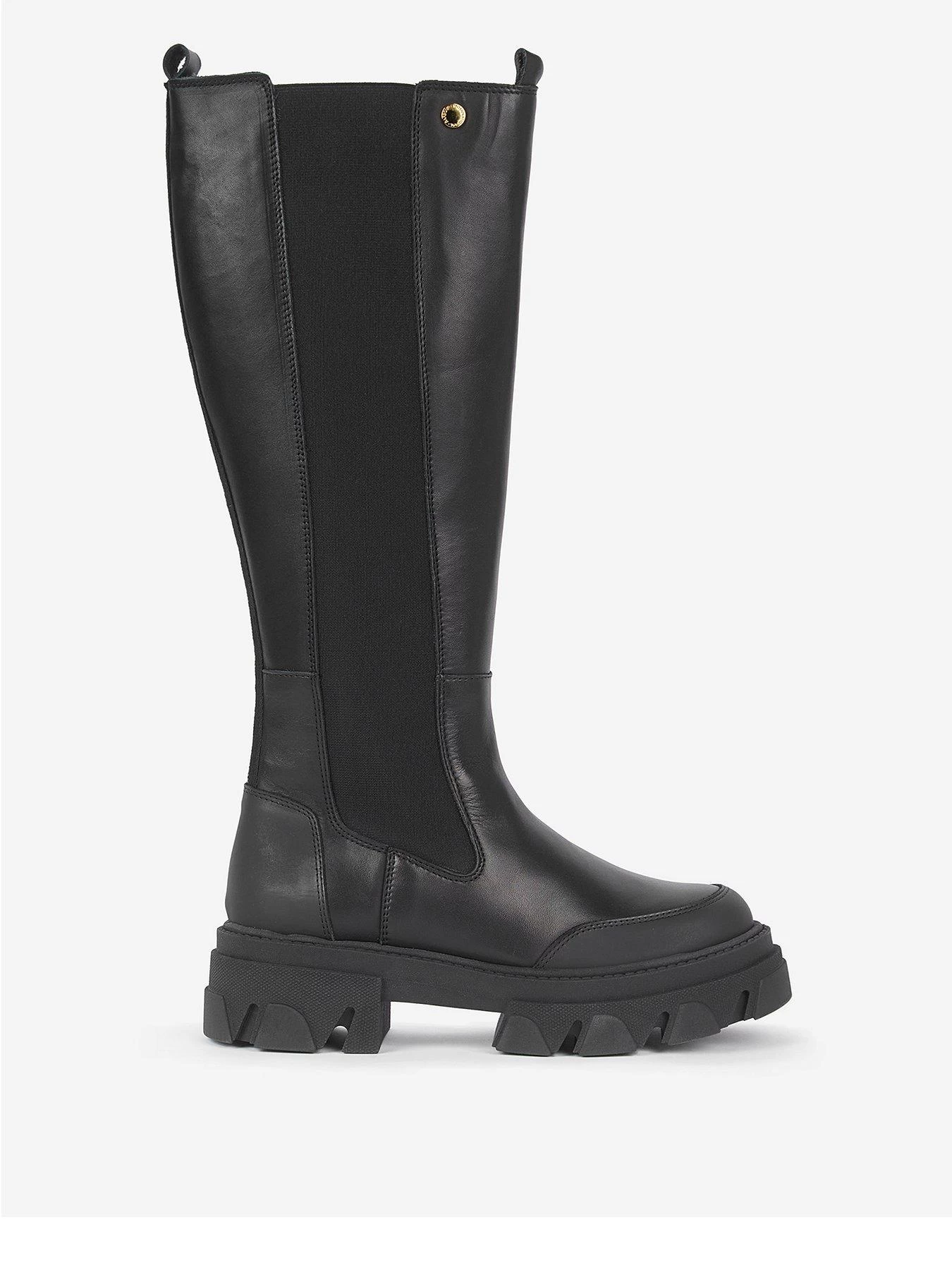 Barbour International Parson Knee High Chunky Leather Boot - Black 3 Barbour International Parson Knee High Chunky Leather Boot - Black