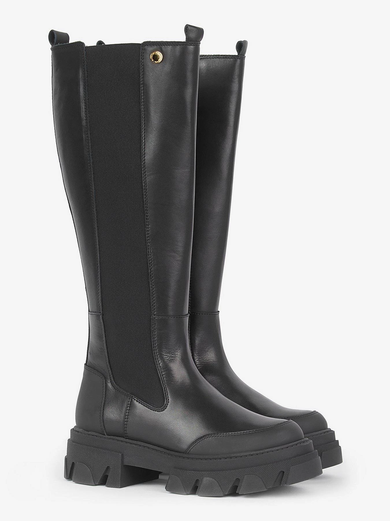 Barbour International Parson Knee High Chunky Leather Boot - Black 4 Barbour International Parson Knee High Chunky Leather Boot - Black - Image 2