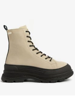 Barbour International Napier Lace Up Chunky Leather Boot - Cream